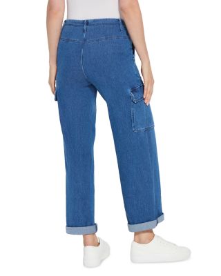 Scout High Rise Cuffed Cargo Jeans in Mid Wash