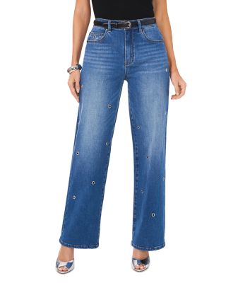 VINCE CAMUTO - Grommet High Rise Straight Jeans in Denim