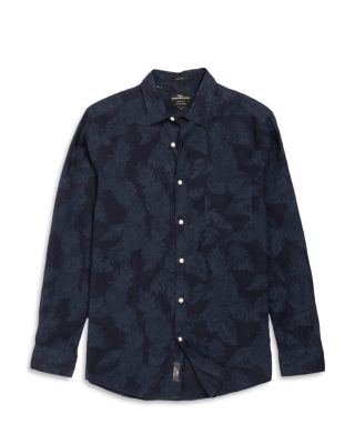 North River Slim Fit Printed Linen Shirt