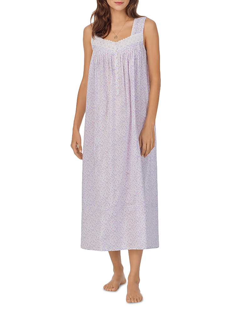 Shop Eileen West Ballet Nightgown In White Ground Pink/peri Ditsy