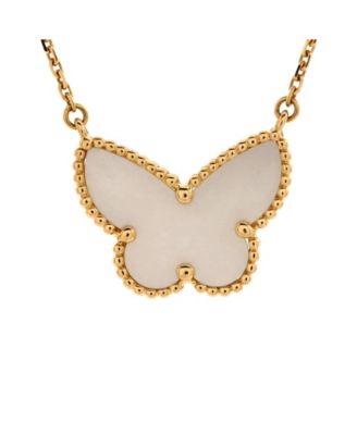 Pre-Owned Van Cleef & Arpels - Lucky Alhambra Butterfly Pendant Necklace 18K Gold with Mother of Pearl