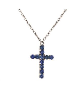 Pre-Owned Cartier - Cross Pendant Necklace 18K White Gold and Blue Sapphires