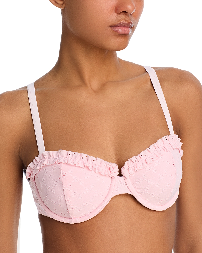 AQUA RUFFLE UNDERWIRE BIKINI TOP - EXCLUSIVE