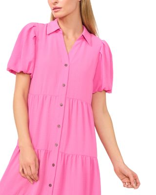Short Sleeve Tiered Maxi Shirt Dress