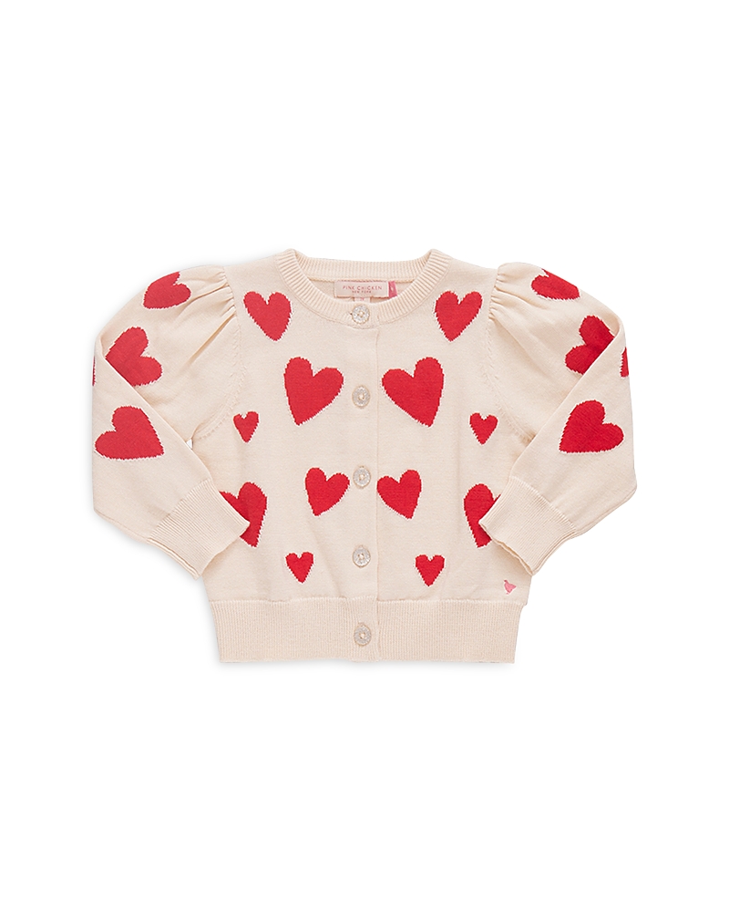 Pink Chicken Girls' Constance Cardigan Sweater - Little Kid, Big Kid In Cream Red