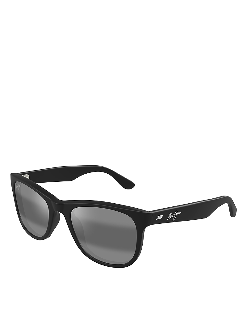 Maui Jim Kikonia Xl 56mm Wraparound Rectangular Sunglasses In Matte Black