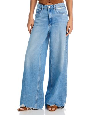 PAIGE - Portia High Rise Wide Leg Jeans in Rumours Rock Hem