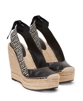 Balmain - Women's Alex Monogram Jacquard and Leather Espadrilles