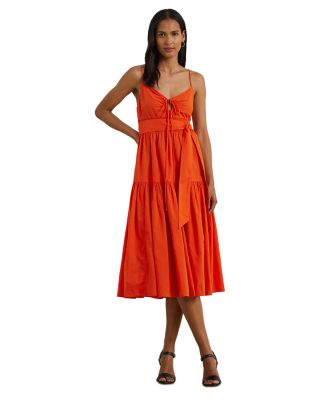Ralph Lauren - Belted Cotton Voile Sleeveless Dress