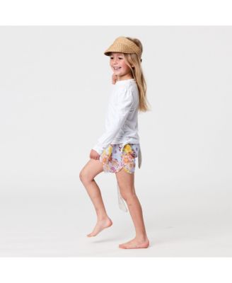 Girls' Rouched Long Sleeve Rash Top - Little Kid, Big Kid