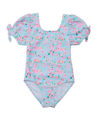 Snapper Rock - Girls' Daisy Chain Puff Sleeve Surf Suit - Little Kid, Big Kid