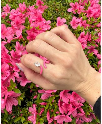 9K Yellow Gold You're So Vine Rock Crystal & Pink Enamel Tendril Ring