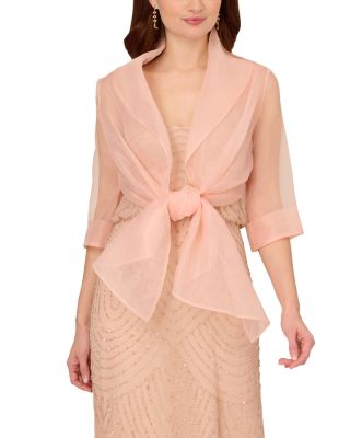 Adrianna Papell Organza Tie Front Wrap Jacket