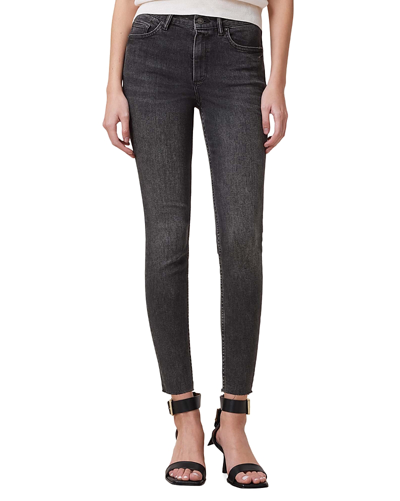 Shop Allsaints Miller Push Up High Rise Skinny Ankle Jeans In Washed Black