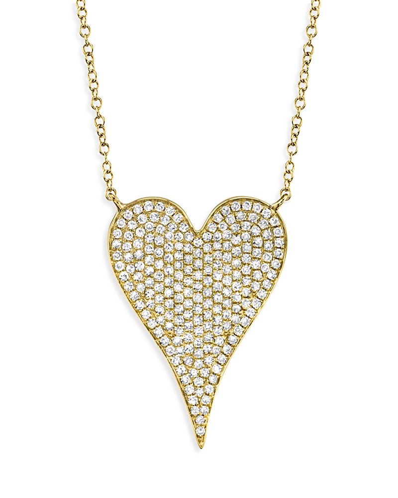 Shy Creation 14k Yellow Gold Kate Diamond Pave Heart Pendant Necklace, 18 In Gold
