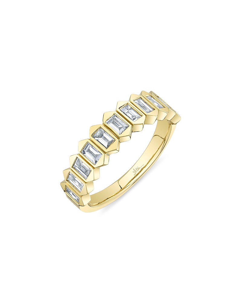 Shy Creation 14k Yellow Gold Bailey Diamond Baguette Band In Gold
