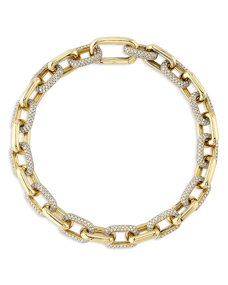 Shy Creation 14k Gold Colette Diamond Pave Paperclip Link Bracelet In Gold