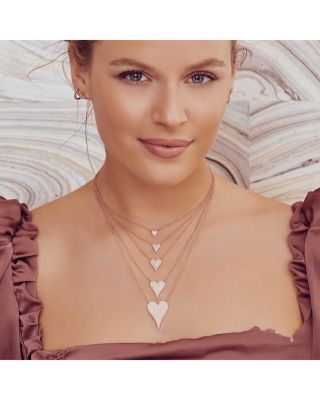 14K White Gold Kate Diamond Pav&eacute; Heart Pendant Necklace, 15"-18"