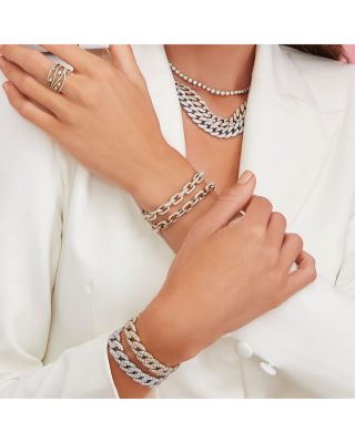 14K Gold Colette Diamond Pav&eacute; Paperclip Link Bracelet 