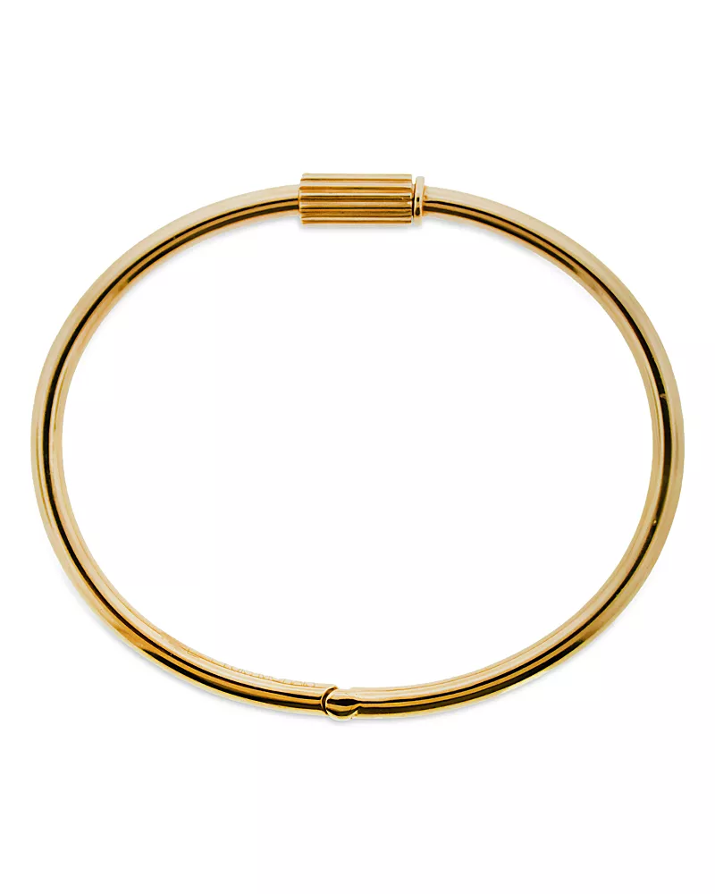 Luis Morais Men's 18K Yellow Gold Eye of the Idol Single Screw Polished Bangle Bracelet