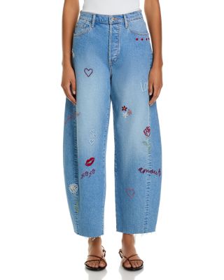 Driftwood Parker High Rise Barrel Love Notes Embroidery Jeans in