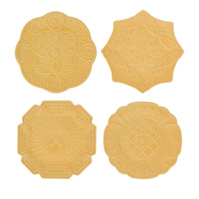 Jardins Du Monde Assorted Dessert/Salad Plates, Set of 4