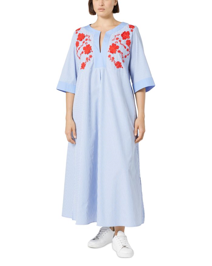 Sport 2A Uscita Opossum Embroidered Split V Neck Dress
