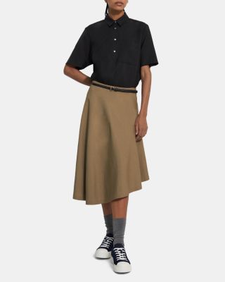 Asymmetric Hem Midi Skirt