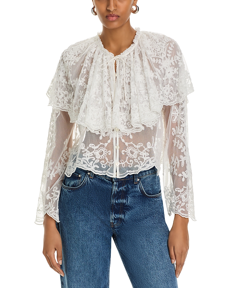 Sea Marja Embroidery Capelet Blouse In Pearl