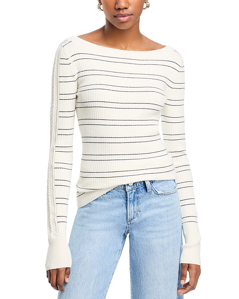 PAIGE RHYSE STRIPED CABLE KNIT SWEATER
