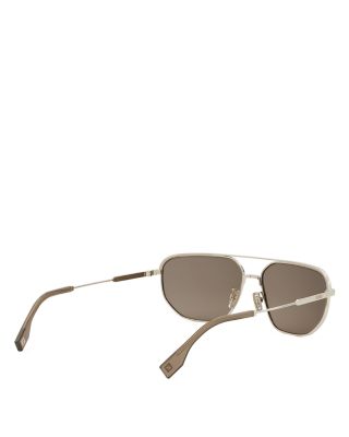 Travel Rectangular Metal Sunglasses, 61mm