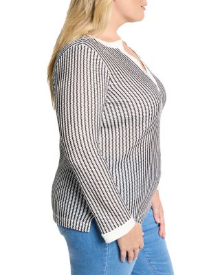 Plus Zig Zag Split V Neck Top
