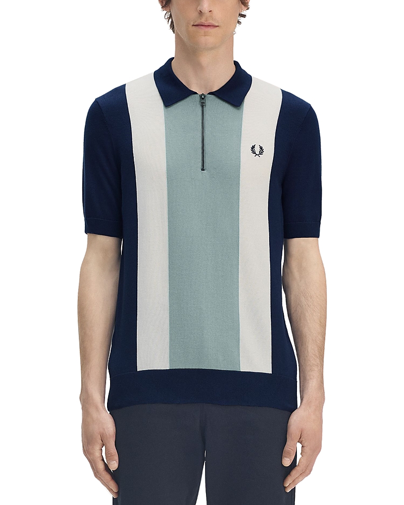 Fred Perry Regular Fit Vertical Stripe Quarter Zip Polo