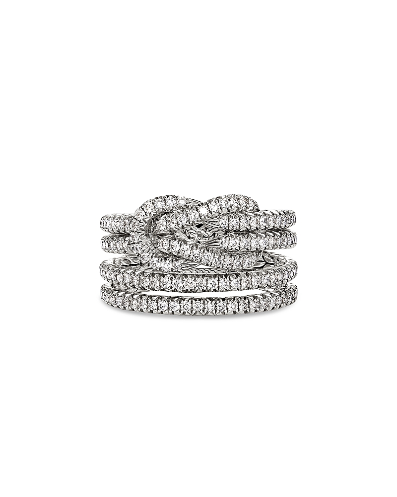 John Hardy Sterling Silver Love Knot Diamond Multirow Ring