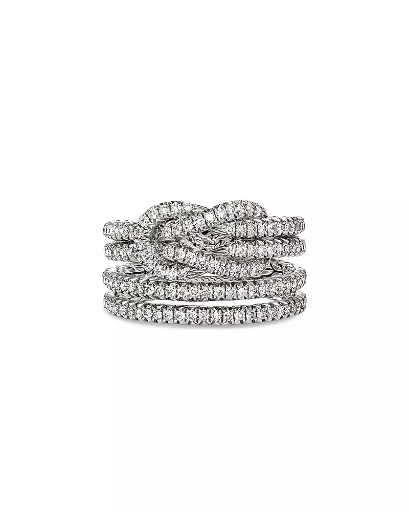 John Hardy Sterling Silver Love Knot Diamond Multirow Ring