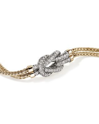 14K Yellow Gold or Sterling Silver Love Knot Diamond Bracelet, 3.6mm