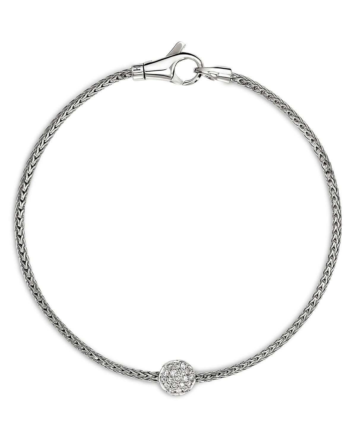 John Hardy Sterling Silver Jh Essentials Diamond Pave Disc Chain Bracelet