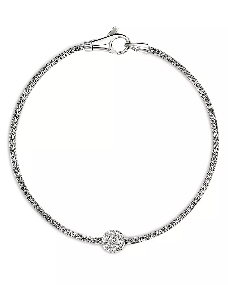 John Hardy Sterling Silver Jh Essentials Diamond Pave Disc Chain Bracelet
