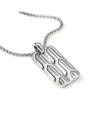Men's Sterling Silver Icon Dog Tag Pendant Necklace, 22"