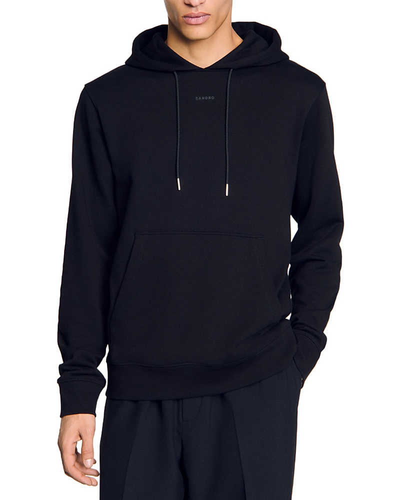 Sandro Rubberised-logo Hoodie In Black