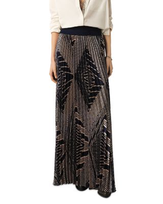 Sow Geometric Pleated Maxi Skirt