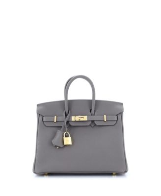 Pre-Owned HERMÈS - Pre-Owned HERMES Pre-Owned Hermes Birkin 25 Handbag Grey Togo with Permabrass Hardware