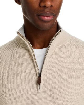 Cotton Tipped Textured Birdseye Half Zip Sweater - Exclusive