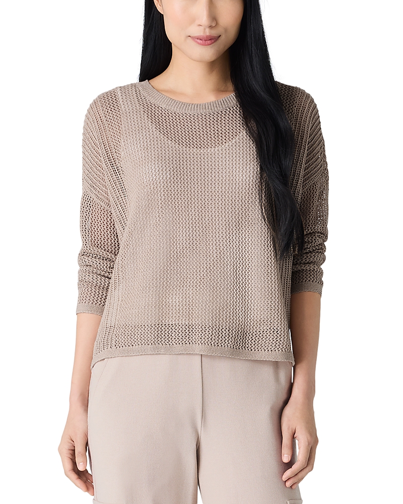 Eileen Fisher Linen Cotton Cord Crewneck Sweater In Wheat