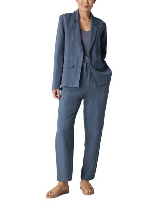 Notch Collar Linen and Silk Blazer