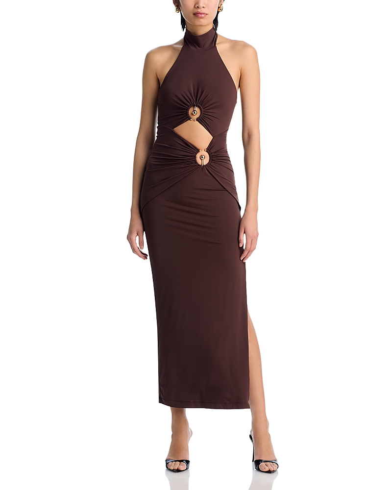 Shop Bardot Neve Collar Maxi Dress In Chocolate