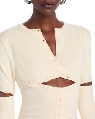 Multi Button Crewneck Cardigan Sweater