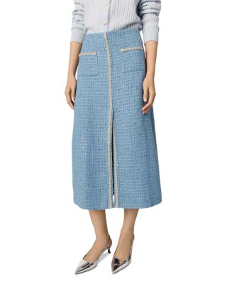 Maje - Sequin Tweed Midi Skirt