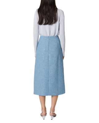 Sequin Tweed Midi Skirt