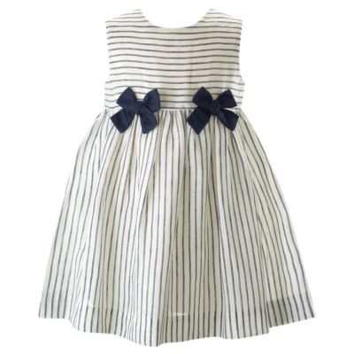Rachel Riley - Girls' Stripe Linen Bow Dress & Bloomers - Baby, Little Kid, Big Kid